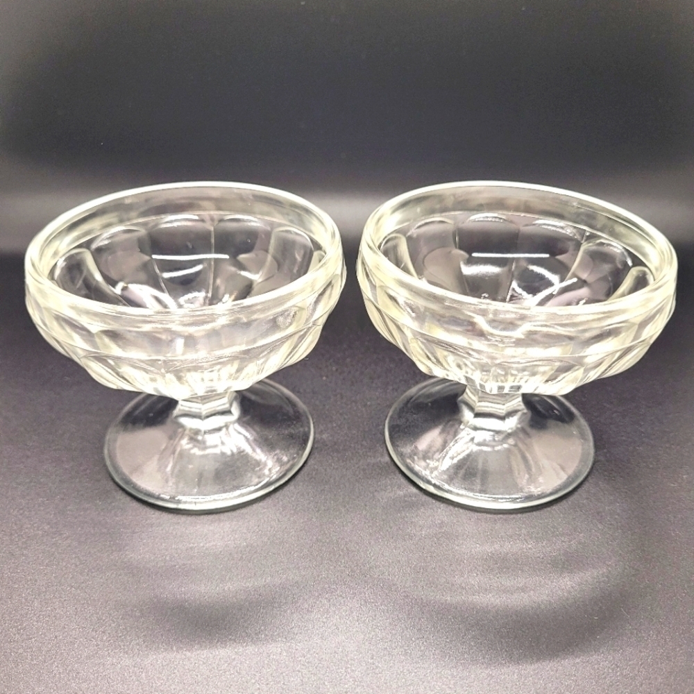 Vintage Glass Ice Cream Parlor Sundae Bowls Set of 2